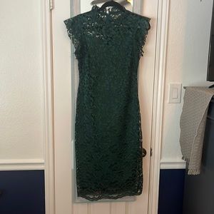 Emerald green fitted lace dress size 10